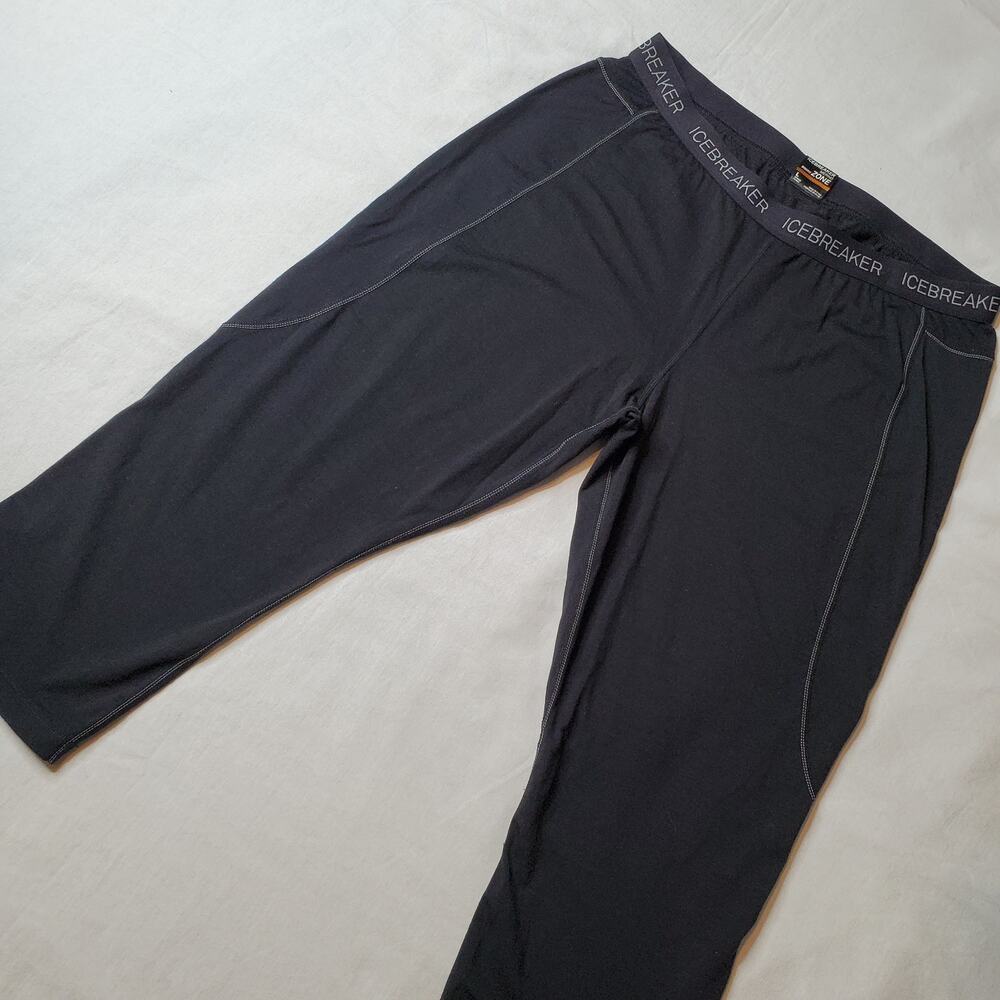 Icebreaker Women's Size L Bodyfit Zone Base Layer Crop Leggings Black